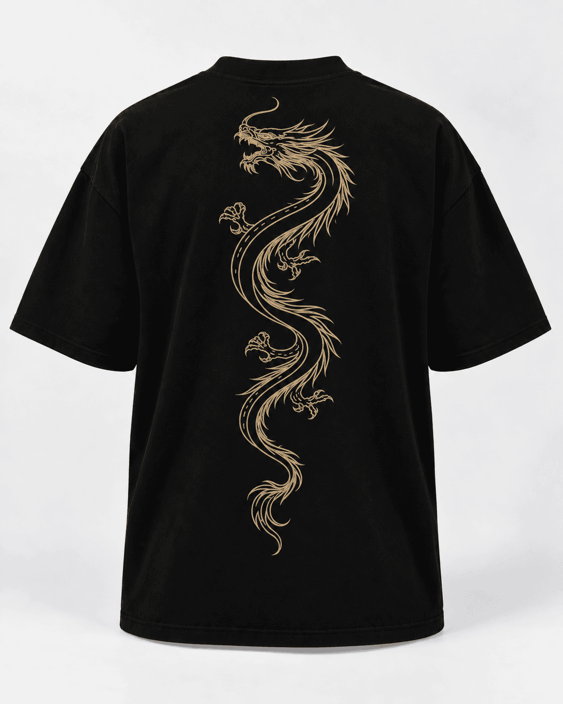 AURON Dragon — черна oversized тениска · 100% памук · 300 g/m²